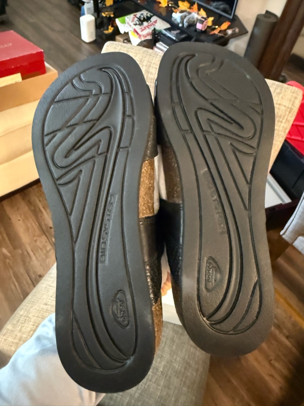 Barbara Black Leather Slide Sandals - Women's Comfort Sandals - Picture 7 of 7